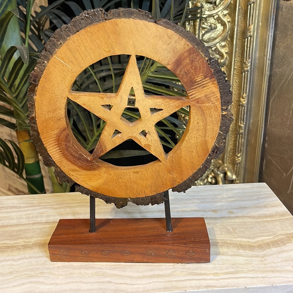 Wooden Pentacle Tabletop Decor - Picture 2 of 3
